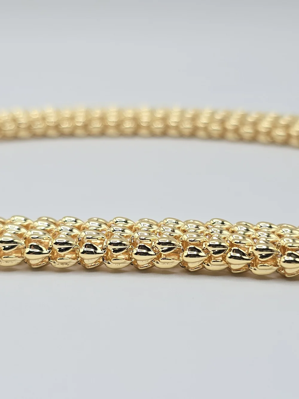 VTG Gold Tone Woven Mesh Collar Necklace Magnetic Clasp 1980s Statement 16